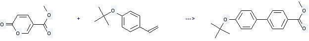 4-tert-Butoxystyrene is used to produce 4'-tert-butoxy-biphenyl-4-carboxylic acid methyl ester by reaction with 6-oxo-6H-pyran-3-carboxylic acid methyl ester.